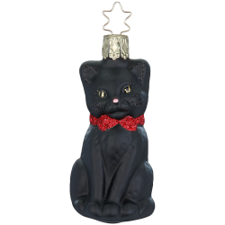 Schmusekätzchen, schwarze Katze 8,5cm Inge - Glas Christbaumschmuck