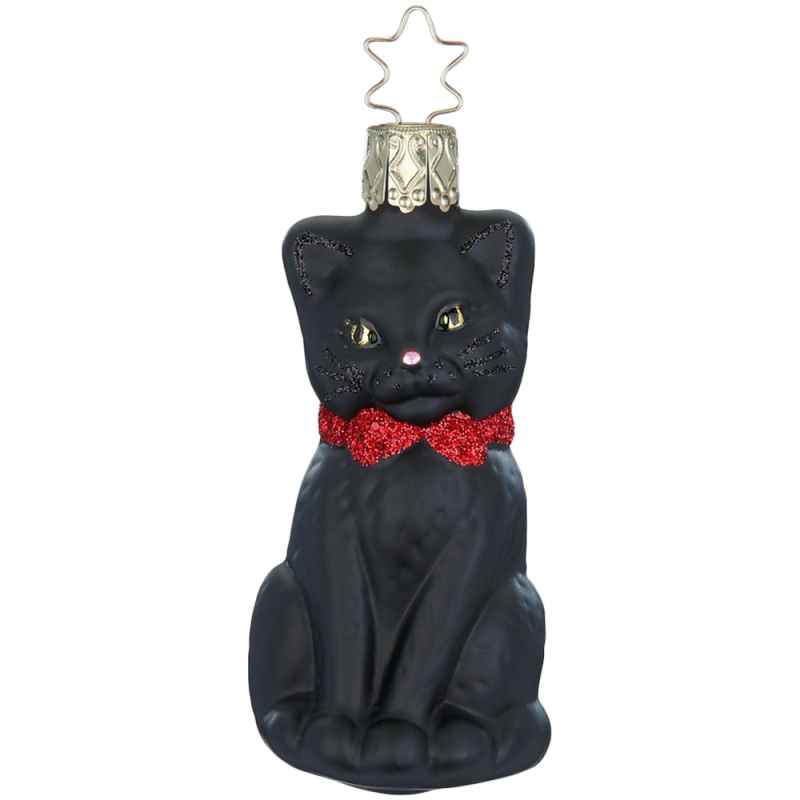 Schmusekätzchen, schwarze Katze 8,5cm Inge - Glas Christbaumschmuck
