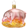 Schwein, Glücksschwein saustark 7cm rosa Inge - Glas Christbaumschmuck