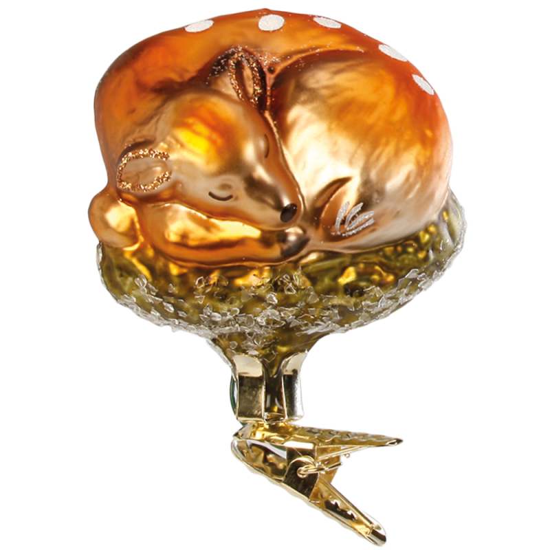 Reh, schlafendes Rehkitz 6,5cm Inge - Glas Christbaumschmuck