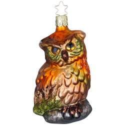 Waldeule 10,5cm Eule, Glasvogel mit Anhänger, Inge - Glas Christbaumschmuck
