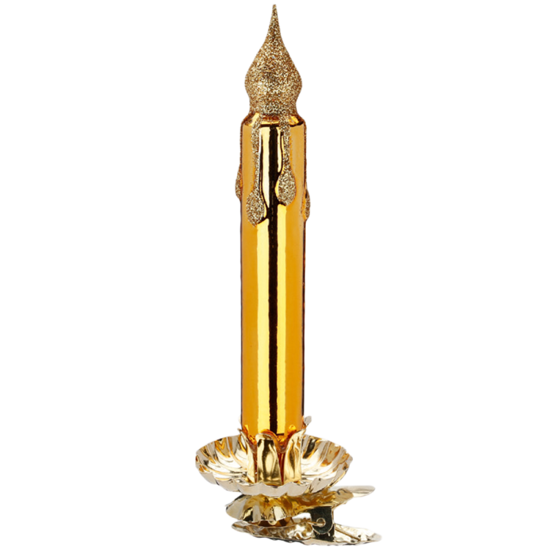 Kerze, Baumkerze gold 13,5cm, Inge Glas Weihnachtsschmuck Kerze, Baumkerze gold 13,5cm, Inge Glas Weihnachtsschmuck