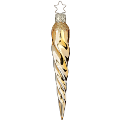 Eiszapfen gedreht, gold 12cm, Inge Glas Weihnachtsschmuck