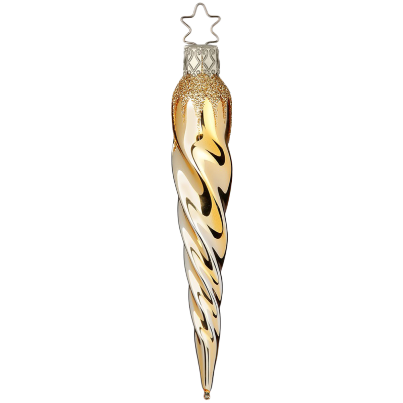 Eiszapfen gedreht, gold 12cm, Inge Glas Weihnachtsschmuck