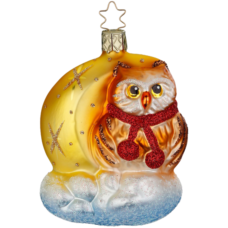 Eule im Mond " Träum schön " zauberhafter Christbaumschmuck 9cm Inge-Glas Manufaktur Eule im Mond " Träum schön " zauberhafter Christbaumschmuck 9cm Inge-Glas Manufaktur