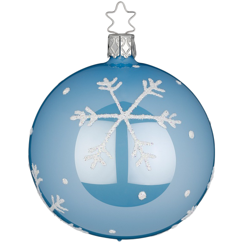 Christbaumkugel Schneezauber Azurblau opal Ø 8cm Inge-Glas Christbaumschmuck