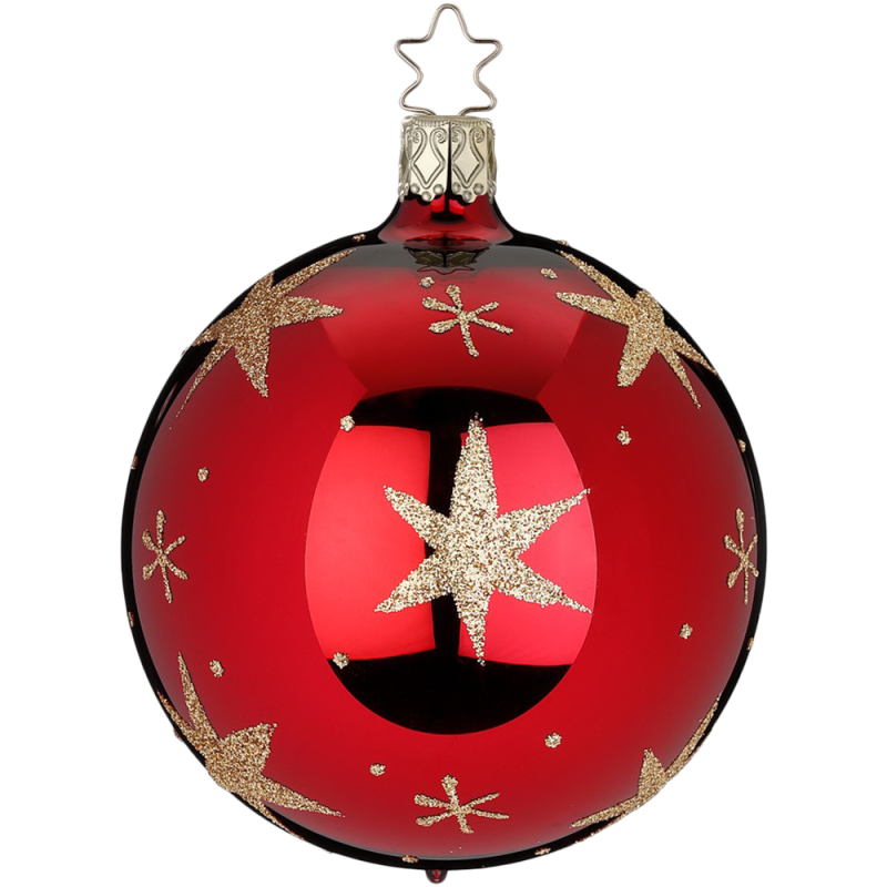 Christbaumkugel Sternenlicht Ø 8cm rot Ochsenblut glänzend Inge-Glas Christbaumschmuck
